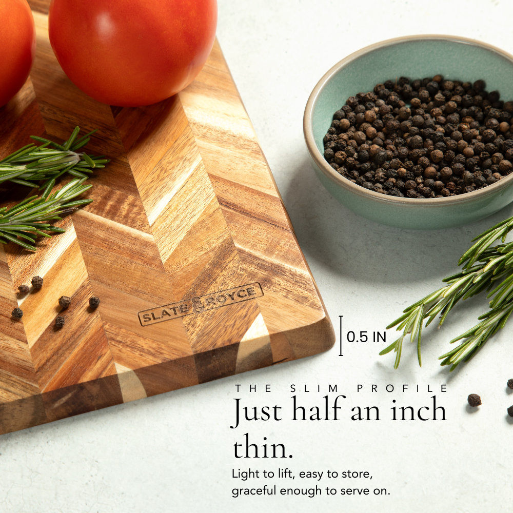Herringbone Acacia Wood Cutting Board Set of 2