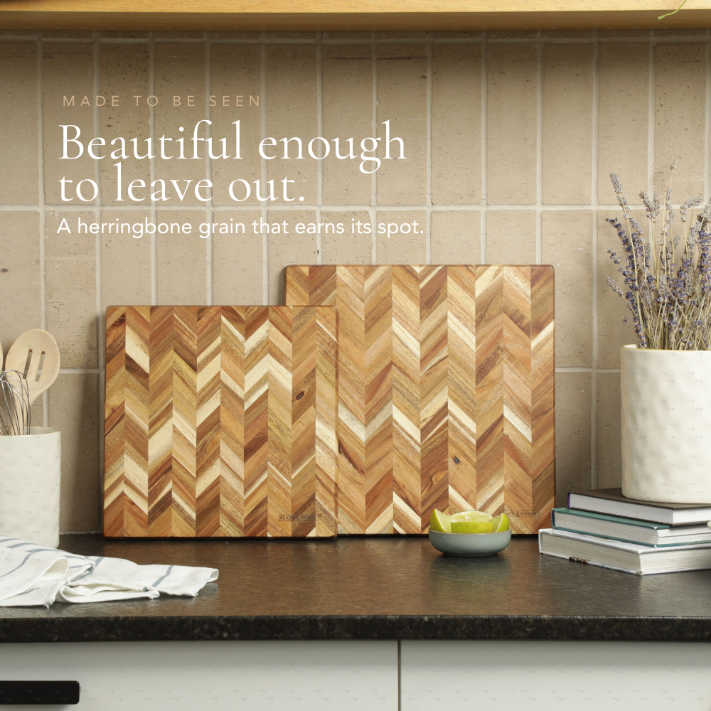 Herringbone Acacia Wood Cutting Board Set of 2